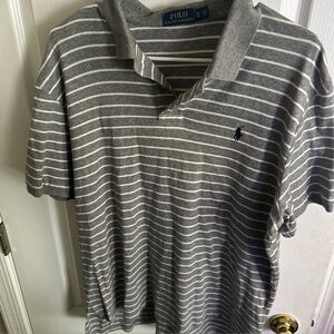 Ralph Lauren Gray Polo Shirt Classic Striped Design